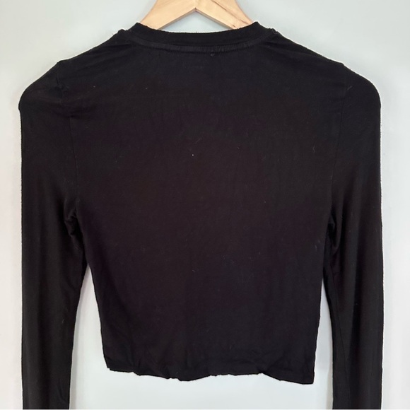 Social Collision Pumpkin Heart Ribcage Crop Long Sleeve Black Tee Size XS - Picture 7 of 9